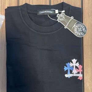 Chrome Hearts Black Tee with Colorful Cross Accents